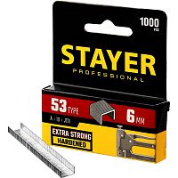 Скобы для степлера 6 мм Stayer узкие тип 53, 1000шт,  картинка